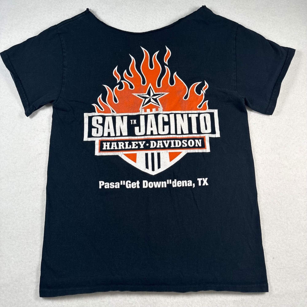Harley Davidson San Jacinto Texas Graphic Tee Black Cut Neck Women Small